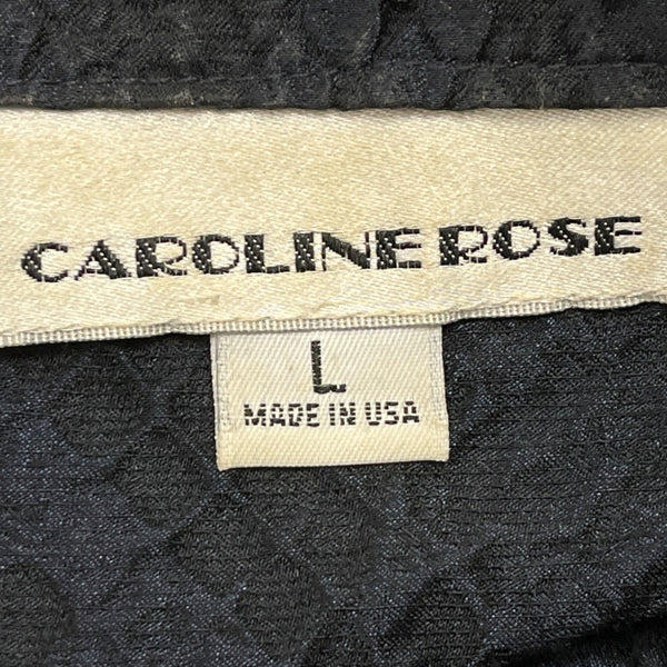 Caroline Rose Womens Black Textured Long Button Front Jacket Size L