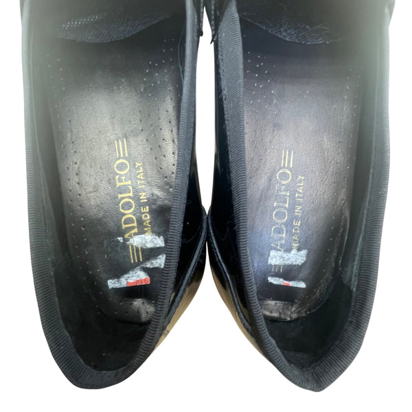 Adolfo men’s Black Patent Leather Elegant Slip-On Dress Loafers Shoes Size 7.5