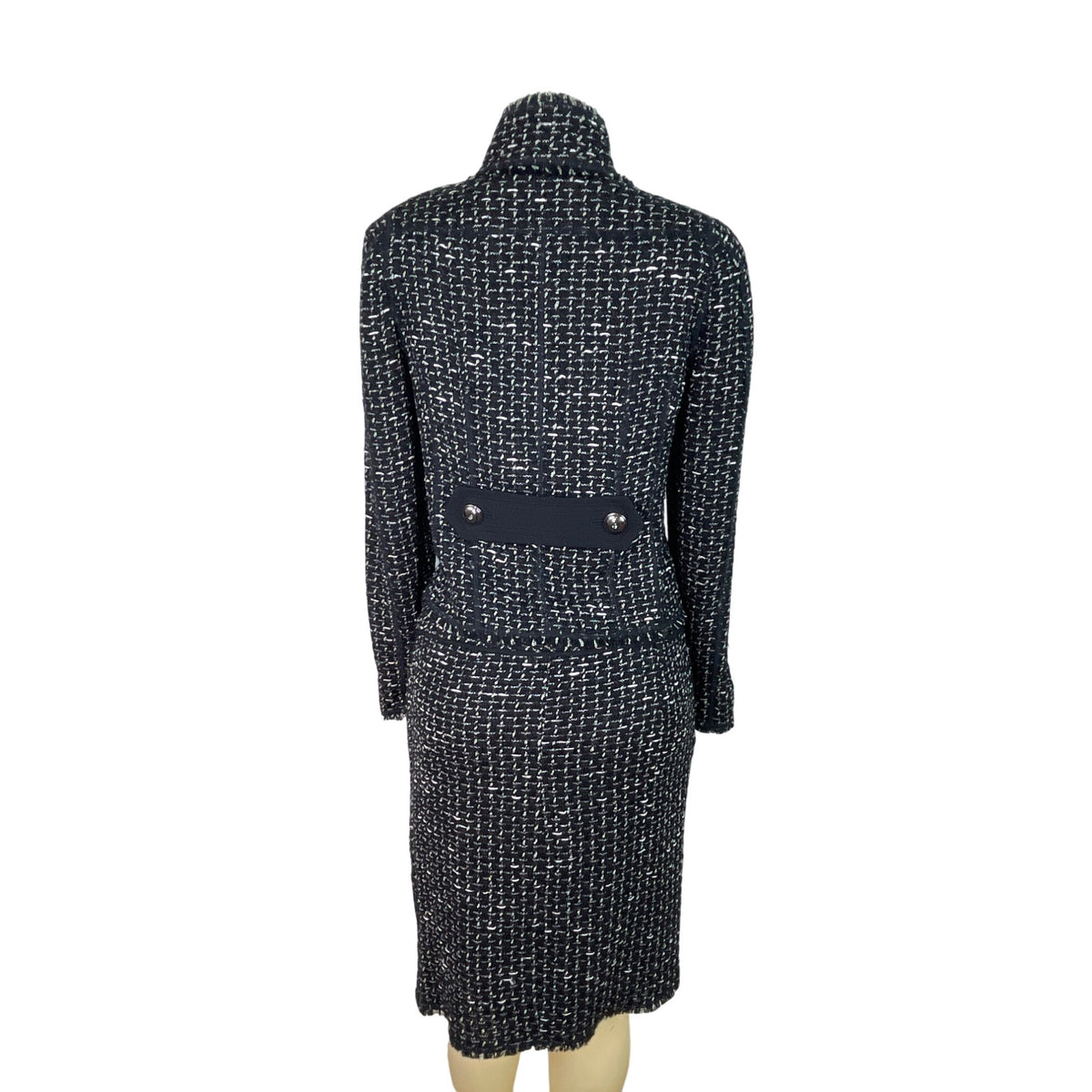 Per Se Women Black & White Skirt Suit Set W/ Silver Button Details Slim Fit Sz 8