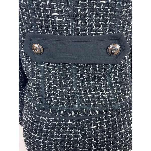 Per Se Women Black & White Skirt Suit Set W/ Silver Button Details Slim Fit Sz 8