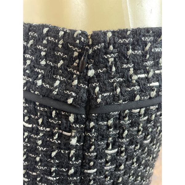 Per Se Women Black & White Skirt Suit Set W/ Silver Button Details Slim Fit Sz 8
