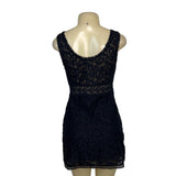 Free People Black Lace Sleeveless Mini Dress Sheer Details Size XS