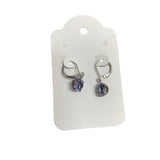Silver-Tone Leverback Earrings With Amethyst-Colored Gemstone Drops