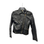 H&M Divided Womens Black Faux Leather Biker Jacket Zip & Snap Closure Size 6
