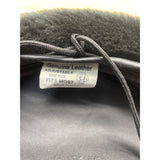 Black Faux Fur Beret Hat With Genuine Leather Adjustable Band One Size