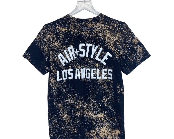 Air+Style Unisex Black/Gold Splatter Graphic Tee Los Angeles 100% Cotton Size M