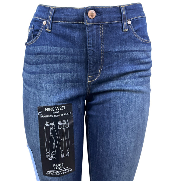 Nine West Womens Dark Blue Denim Gramercy Skinny Ankle Jeans Size 10 - New