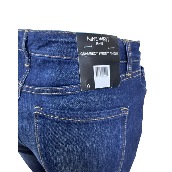 Nine West Womens Dark Blue Denim Gramercy Skinny Ankle Jeans Size 10 - New