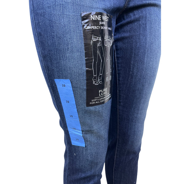 Nine West Womens Dark Blue Denim Gramercy Skinny Ankle Jeans Size 10 - New
