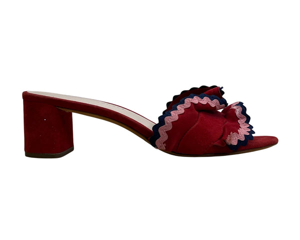 Loeffler Randall Women’s Red Ruffle Slide Sandals Size 6.5B