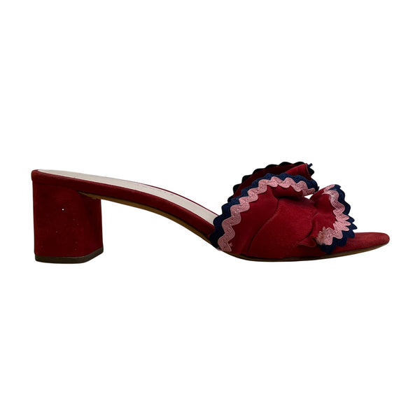 Loeffler Randall Women’s Red Ruffle Slide Sandals Size 6.5B
