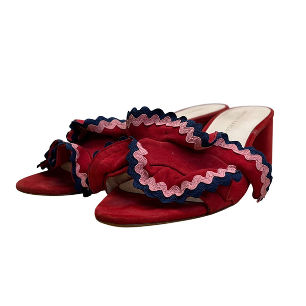 Loeffler Randall Women’s Red Ruffle Slide Sandals Size 6.5B