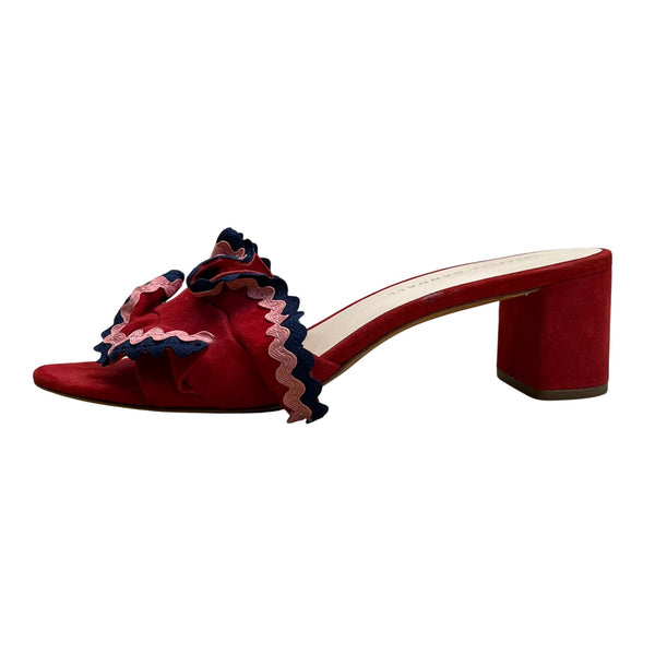 Loeffler Randall Women’s Red Ruffle Slide Sandals Size 6.5B