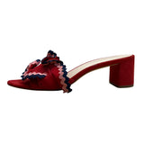 Loeffler Randall Women’s Red Ruffle Slide Sandals Size 6.5B