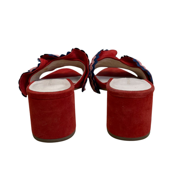 Loeffler Randall Women’s Red Ruffle Slide Sandals Size 6.5B