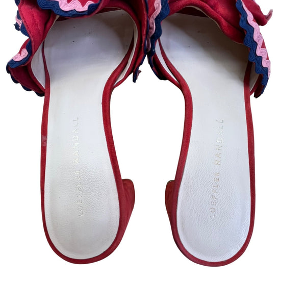 Loeffler Randall Women’s Red Ruffle Slide Sandals Size 6.5B