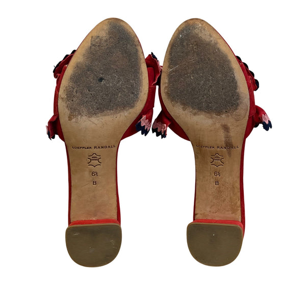 Loeffler Randall Women’s Red Ruffle Slide Sandals Size 6.5B