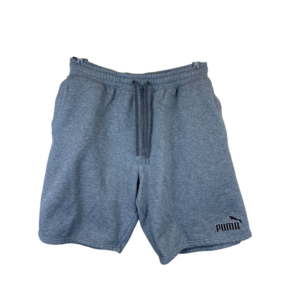 Puma Mens Grey Fleece-Lined Sweat Shorts With Drawstring Waist & Logo XXL