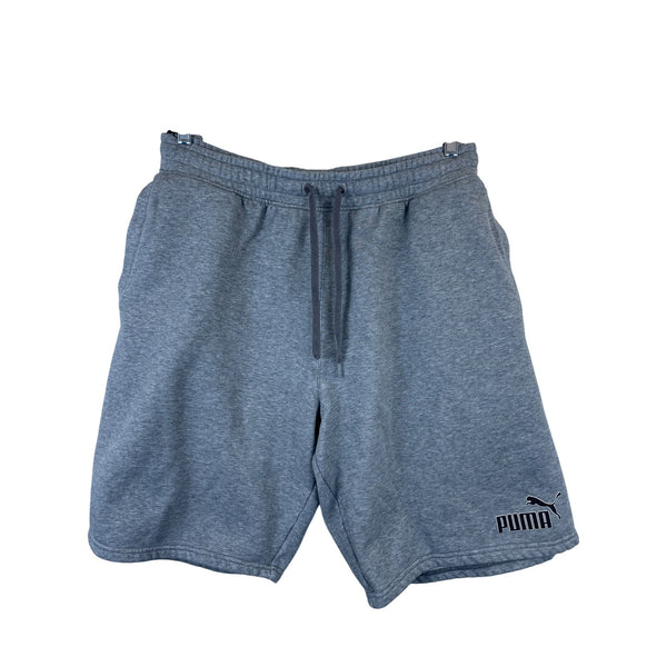 Puma Mens Grey Fleece-Lined Sweat Shorts With Drawstring Waist & Logo XXL