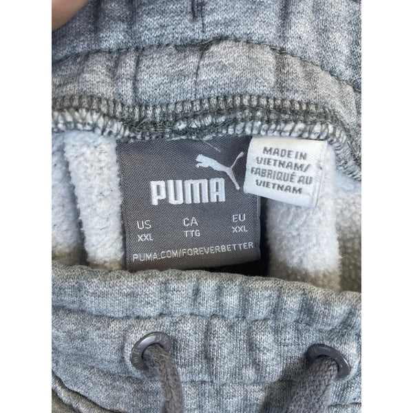 Puma Mens Grey Fleece-Lined Sweat Shorts With Drawstring Waist & Logo XXL