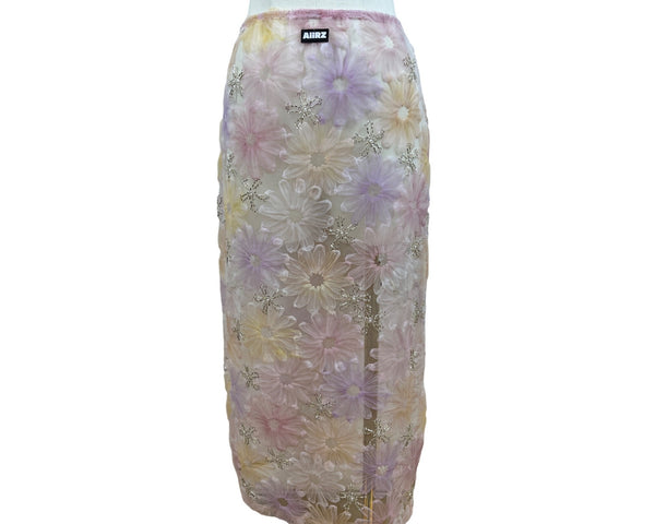 Aiirz Womens Multicolor Mesh Floral Skirt Size M