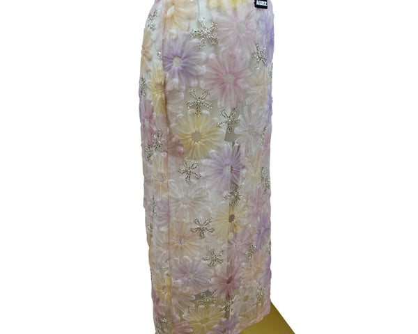 Aiirz Womens Multicolor Mesh Floral Skirt Size M