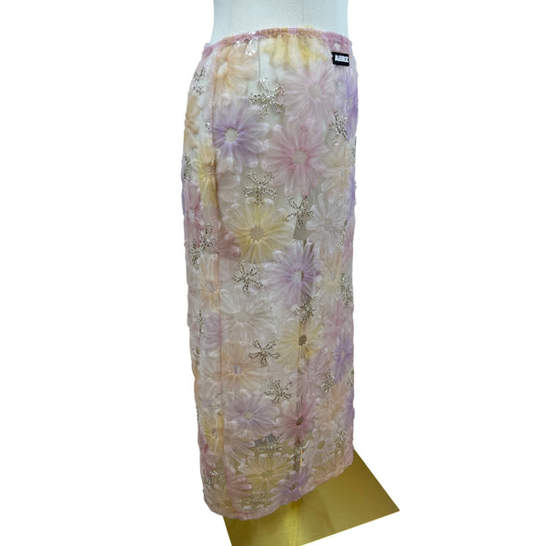 Aiirz Womens Multicolor Mesh Floral Skirt Size M