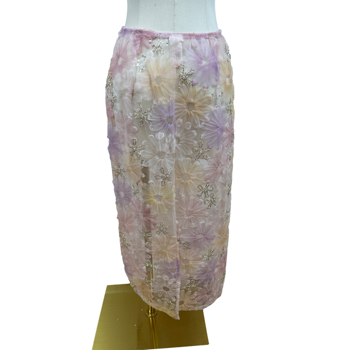 Aiirz Womens Multicolor Mesh Floral Skirt Size M