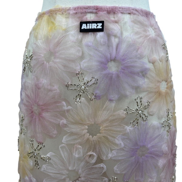 Aiirz Womens Multicolor Mesh Floral Skirt Size M