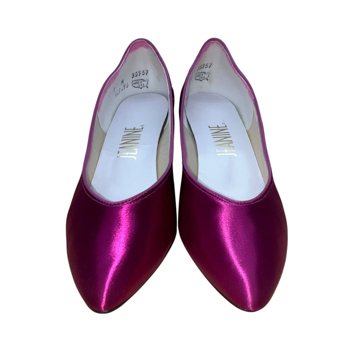 Vintage Jeanine Fuchsia Satin Lauren Kitten Heel Pumps Size 9M