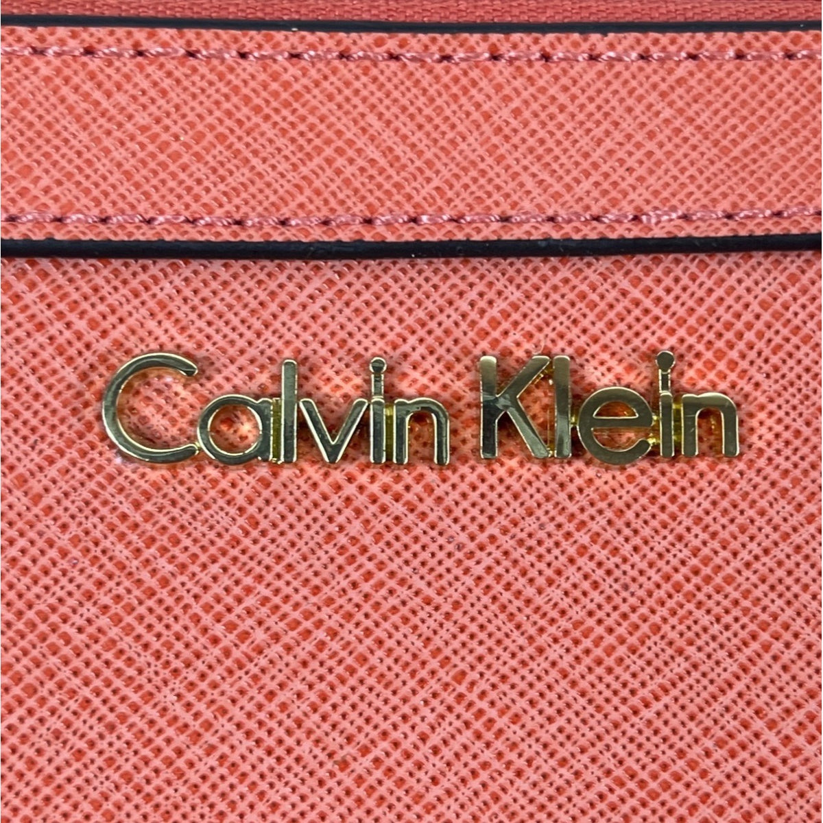 Calvin Klein Women’s Orange Crossgrain Wristlet Clutch Wallet Bag Sz S