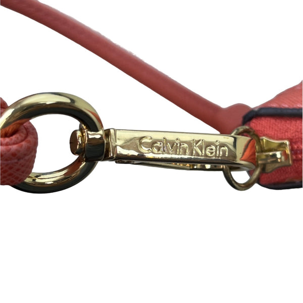 Calvin Klein Women’s Orange Crossgrain Wristlet Clutch Wallet Bag Sz S