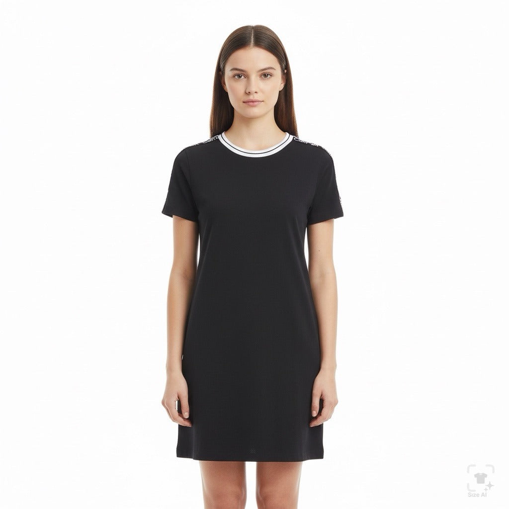 Calvin Klein Women's Black Cotton Logo T-Shirt Dress Size M Casual Style - New