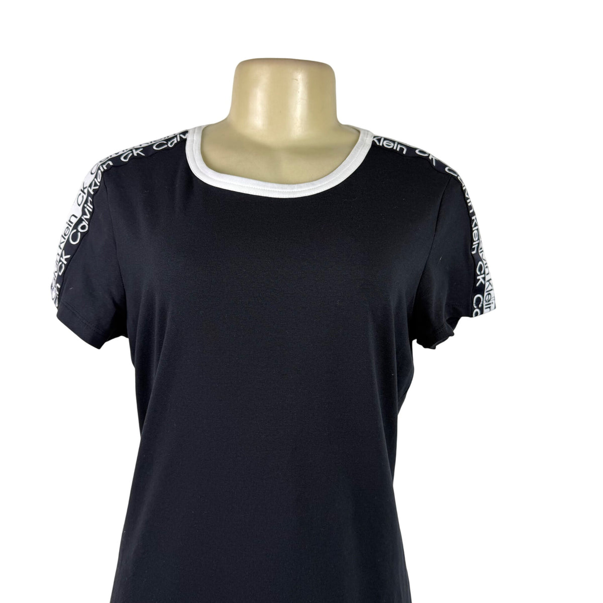 Calvin Klein Women's Black Cotton Logo T-Shirt Dress Size M Casual Style - New