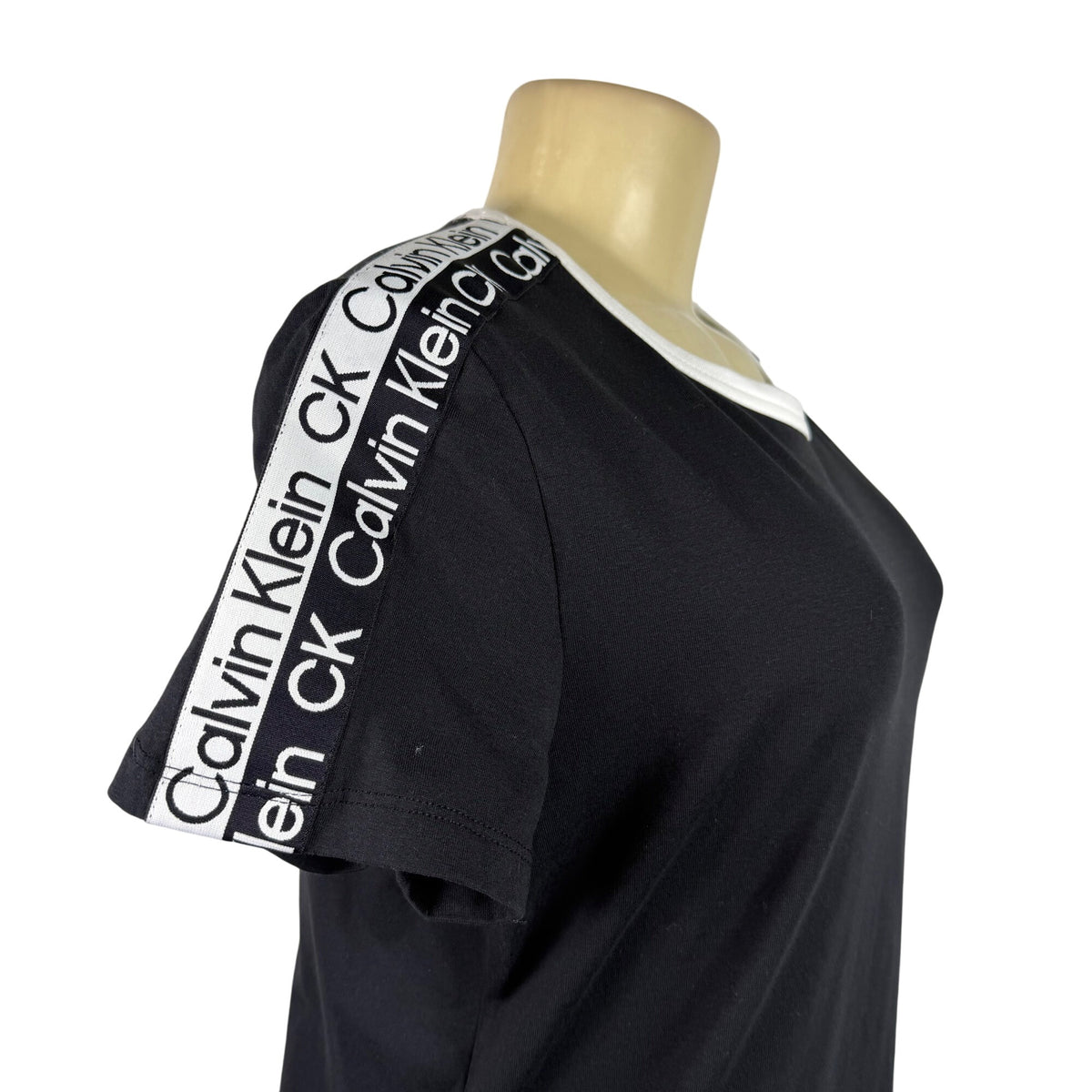 Calvin Klein Women's Black Cotton Logo T-Shirt Dress Size M Casual Style - New