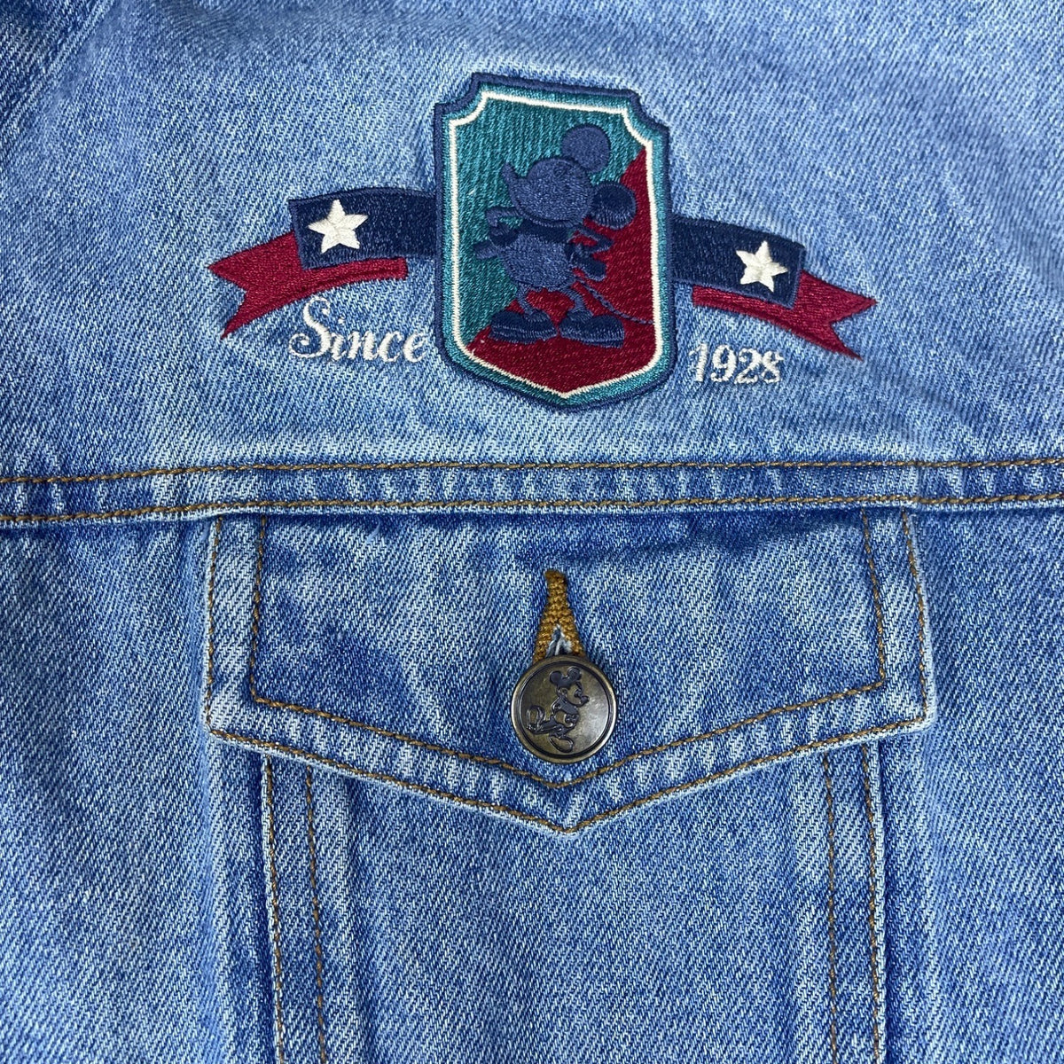Mickey Inc Unisex Blue Denim Button Down Jacket Sz L