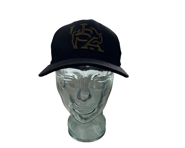 Banner & Oak Unisex Black Cotton Snapback Hat Adjustable Gold Logo Embroidery USA-Made