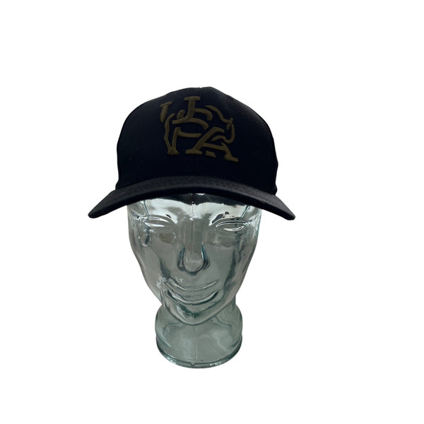 Banner & Oak Unisex Black Cotton Snapback Hat Adjustable Gold Logo Embroidery USA-Made