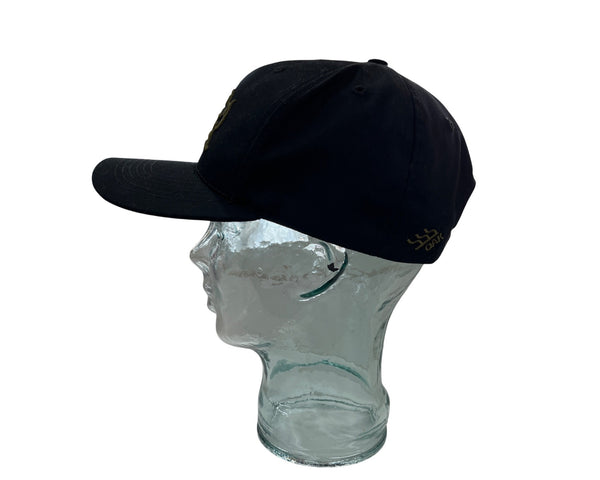 Banner & Oak Unisex Black Cotton Snapback Hat Adjustable Gold Logo Embroidery USA-Made