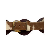 Genuine Calf Hair Belt Brown & White Leather Western Style 26 Inches Adjustable
