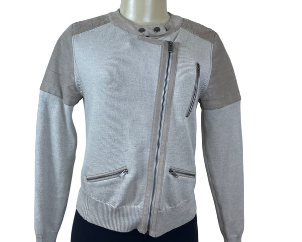 Banana Republic Women’s Taupe & Gray Moto Jacket Zipper Accent Sz S