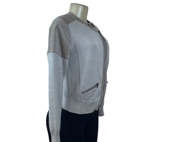 Banana Republic Women’s Taupe & Gray Moto Jacket Zipper Accent Sz S