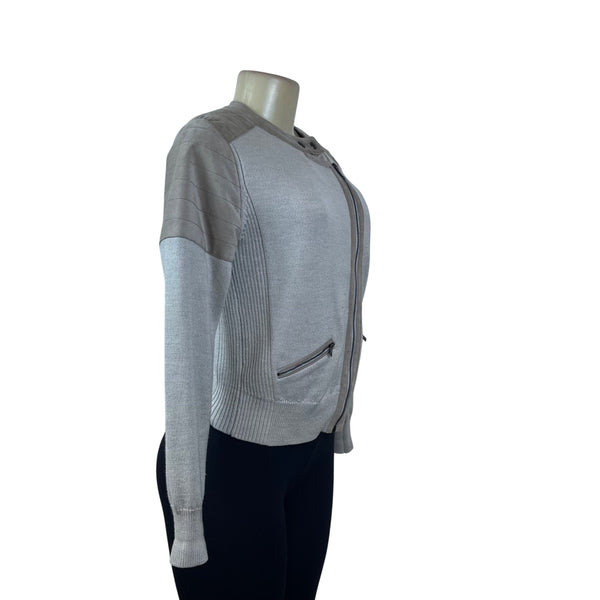 Banana Republic Women’s Taupe & Gray Moto Jacket Zipper Accent Sz S