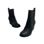 Max Studio Women's Black Leather Idol Wedge Ankle Booties Sz 8.5 M