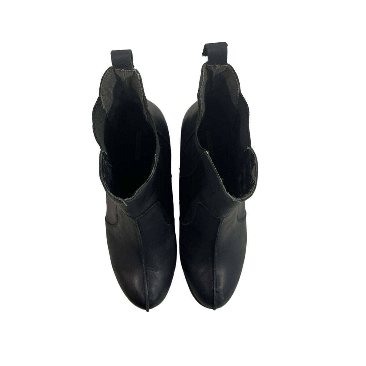 Max Studio Women's Black Leather Idol Wedge Ankle Booties Sz 8.5 M