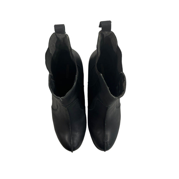 Max Studio Women's Black Leather Idol Wedge Ankle Booties Sz 8.5 M