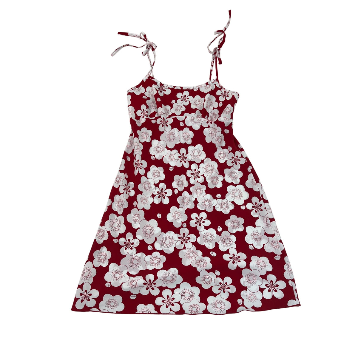 Sense Girls Red & White Sleeveless Dress With Adjustable Tie Straps A-Line Sz L