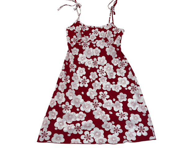 Sense Girls Red & White Sleeveless Dress With Adjustable Tie Straps A-Line Sz L