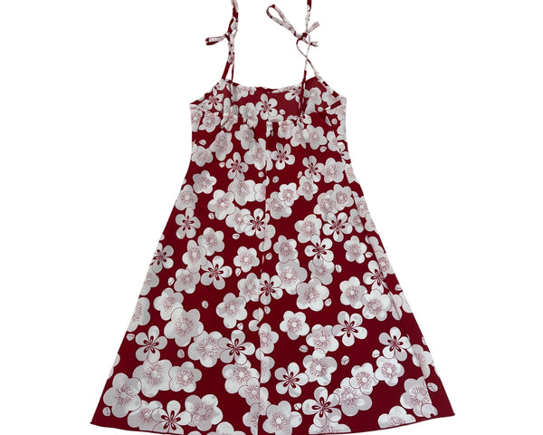 Sense Girls Red & White Sleeveless Dress With Adjustable Tie Straps A-Line Sz L