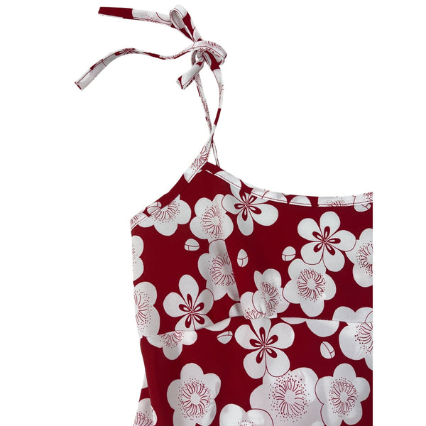 Sense Girls Red & White Sleeveless Dress With Adjustable Tie Straps A-Line Sz L